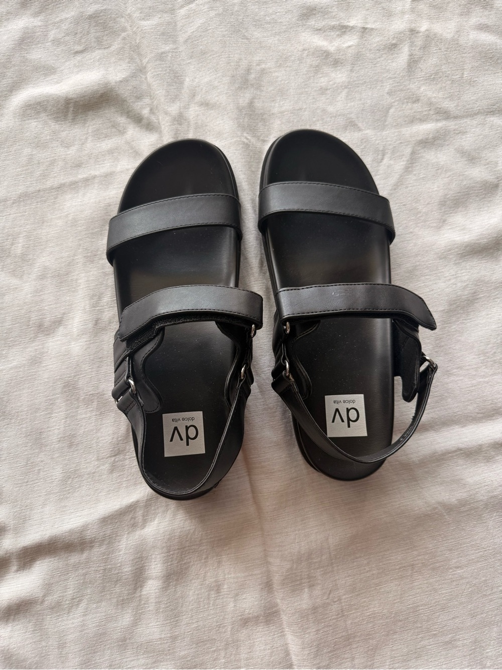 Dolce Vita Black Strappy Buckle Sandals - Picture 2 of 4